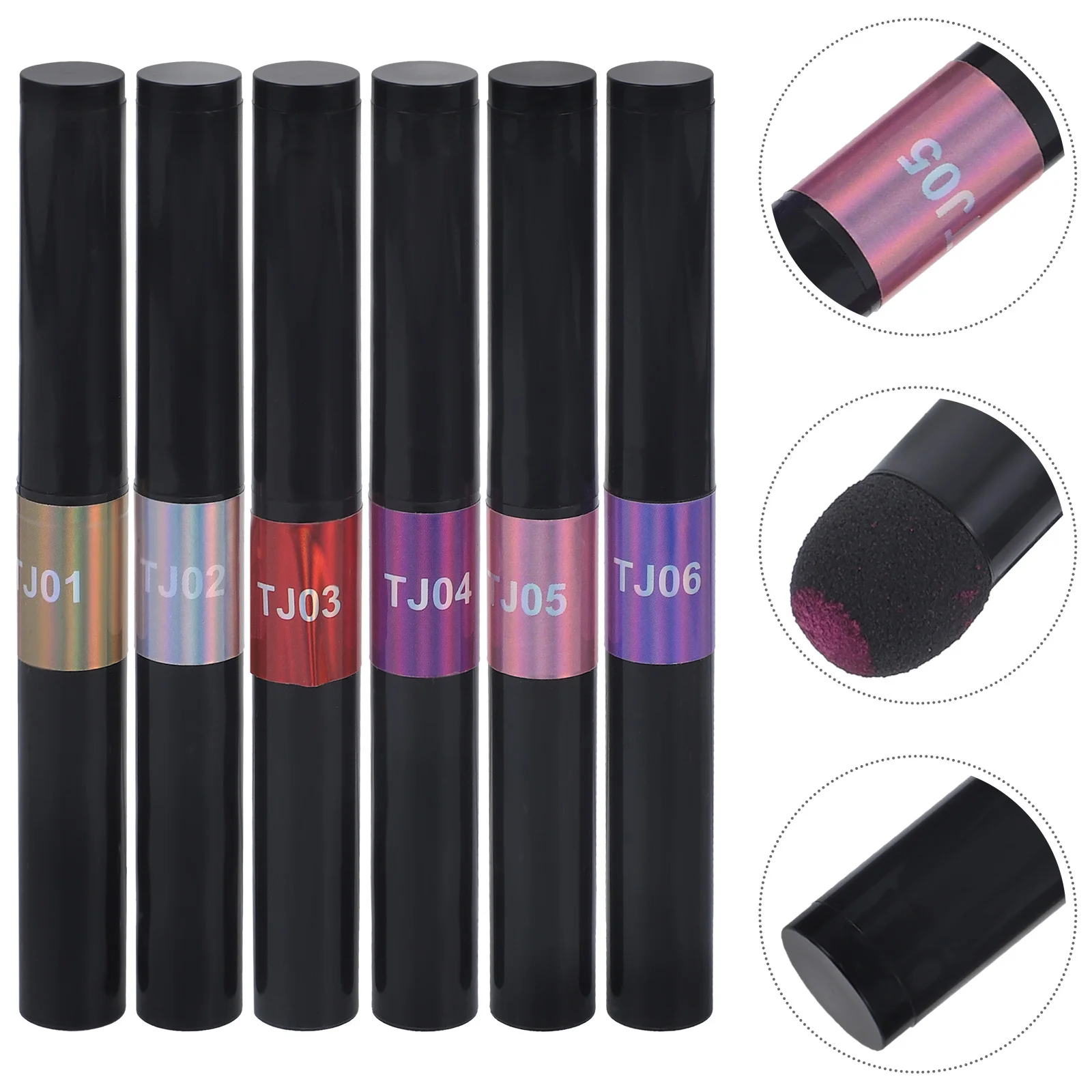 

6Pcs Nail Powder Pen Glitter DIY Nail Art Tool Mirror Effect Powder Pen Manicure Decor