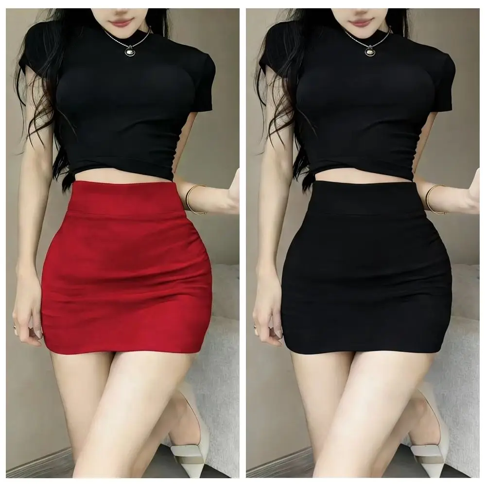 

Fashion Polyester Bodycon skirt High Elastic No Inner Pencil mini skirt Casual Mini Wrap hip skirt Daily