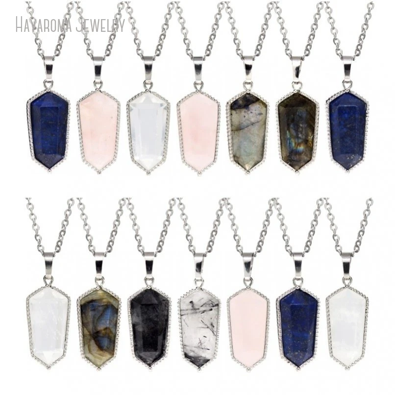 

12 шт. шестигранная двойная точка серебряного цвета, оптовая продажа ювелирных изделий, ожерелье NM46855