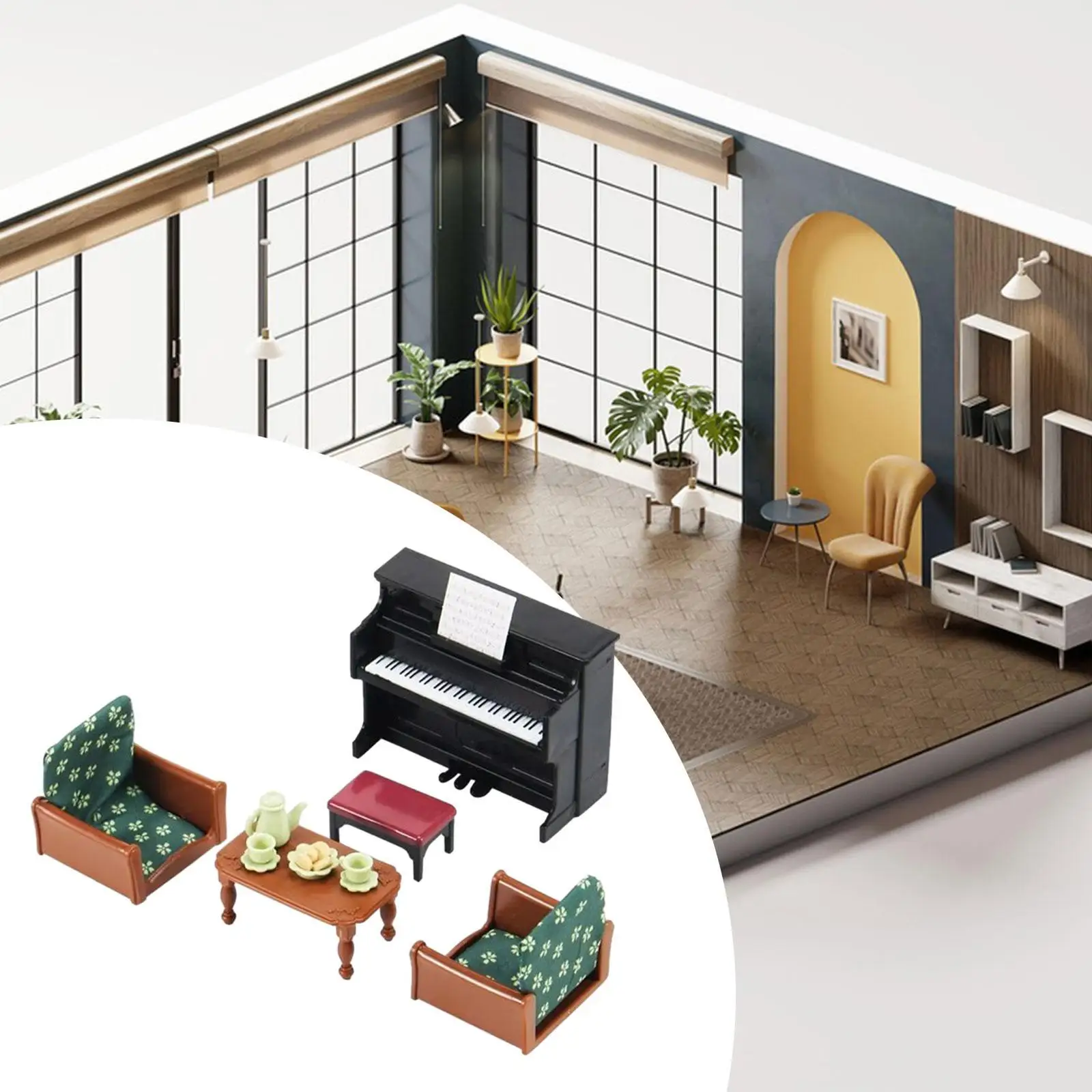 Mini divano per casa delle bambole 1/12, mini mobili per pianoforte, per soggiorno, giardino, balcone