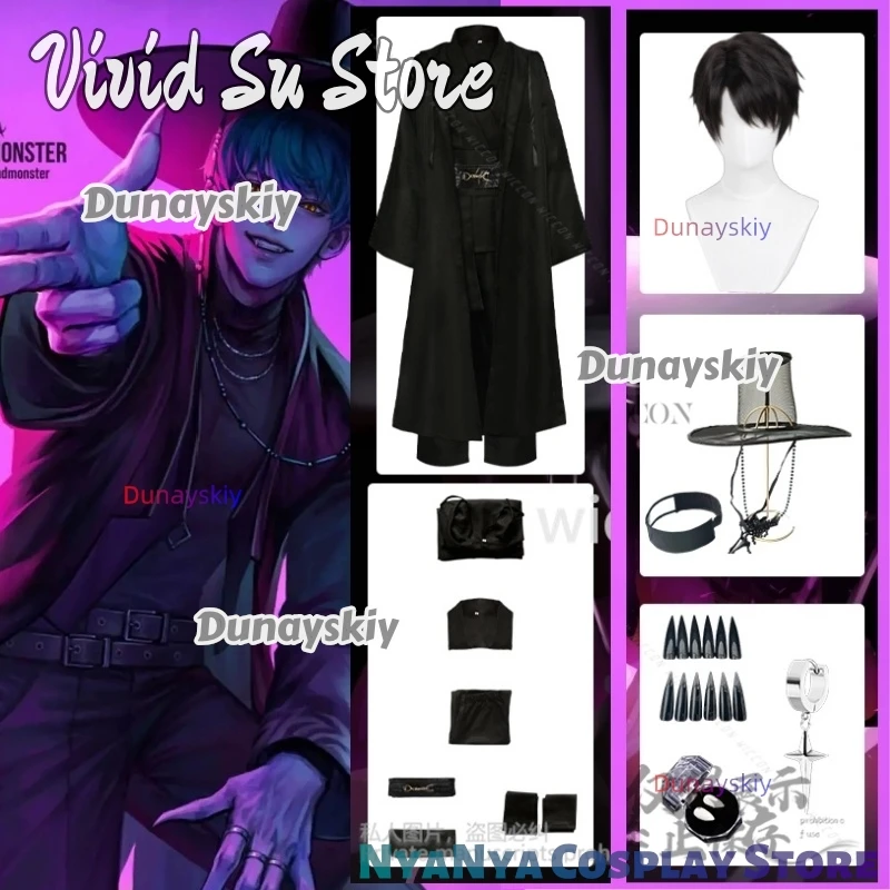 

[Dunayskiy] Jinu Косплей Аниме Фильм Demon Saja Boy Kpop Group Singing Hats Черный Y2K Готический костюм Корейский стиль Костюм Хэллоуин