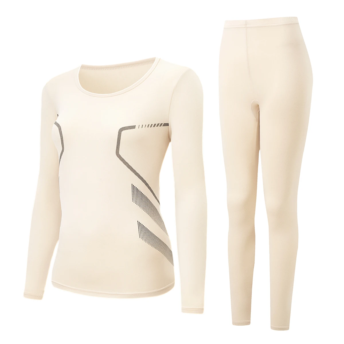 2-piece Autumn And Winter Women's Printed Round Neck Thermal Underwear Set Casual And Comfortable Long Sleeved Sleepwear Set