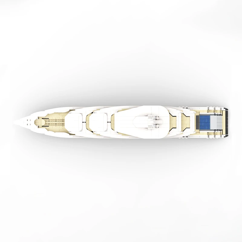1651pcs MOC WHITE Luxury Yacht Mini Scale Boat Model Building Blocks Room Decor, Home Decor, Home Decoration Display Model Gift