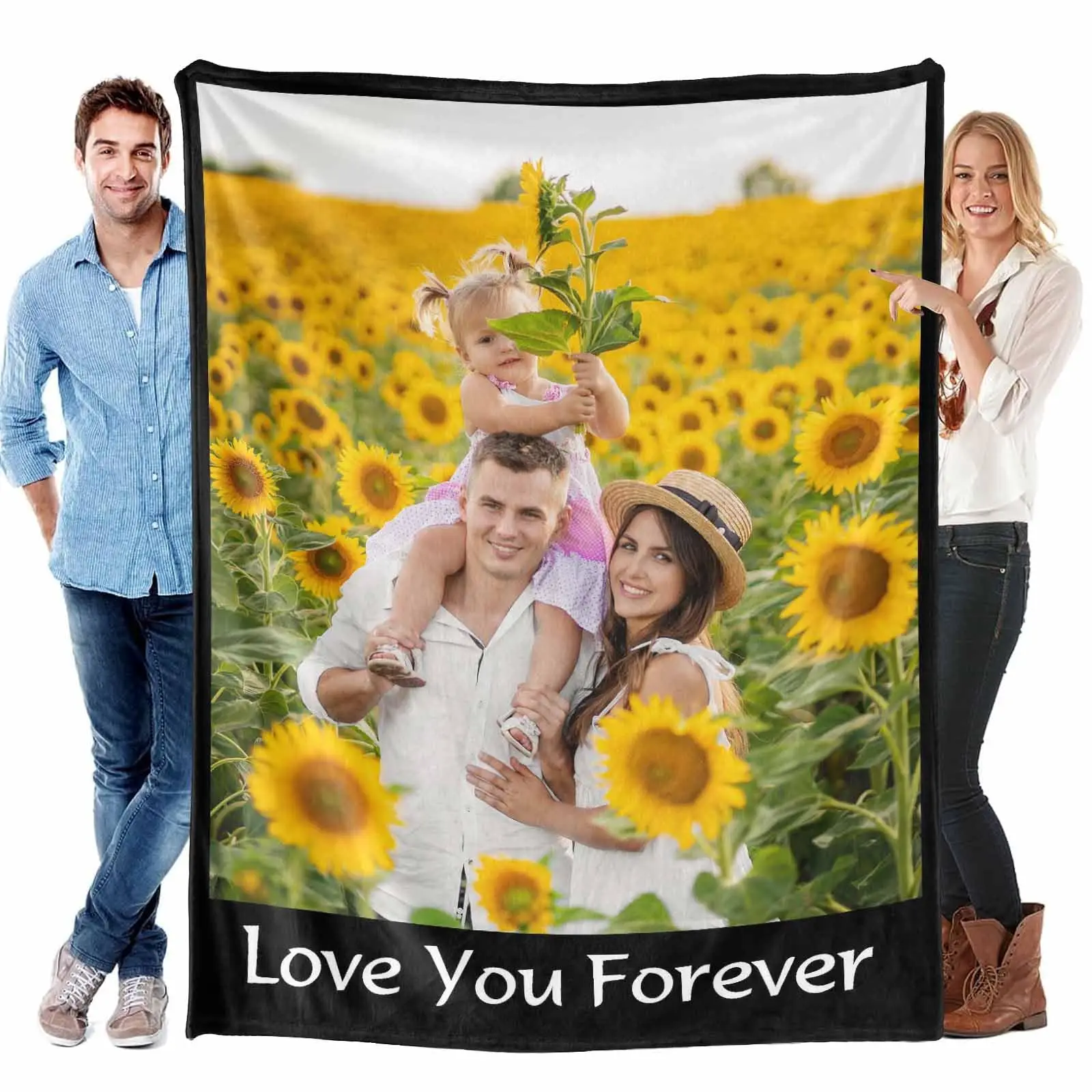 Benutzerdefinierte Fotodecke mit Text, zur Verwendung Ihres Fotos, personalisiertes Bild, Flanelldecke, Überwurf, Bett, Sofadecken