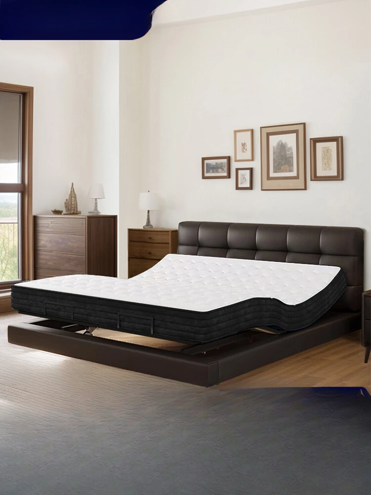 Modern minimalist leather bed, intelligent electric bed, voice control suspended bed, light luxury and high-end