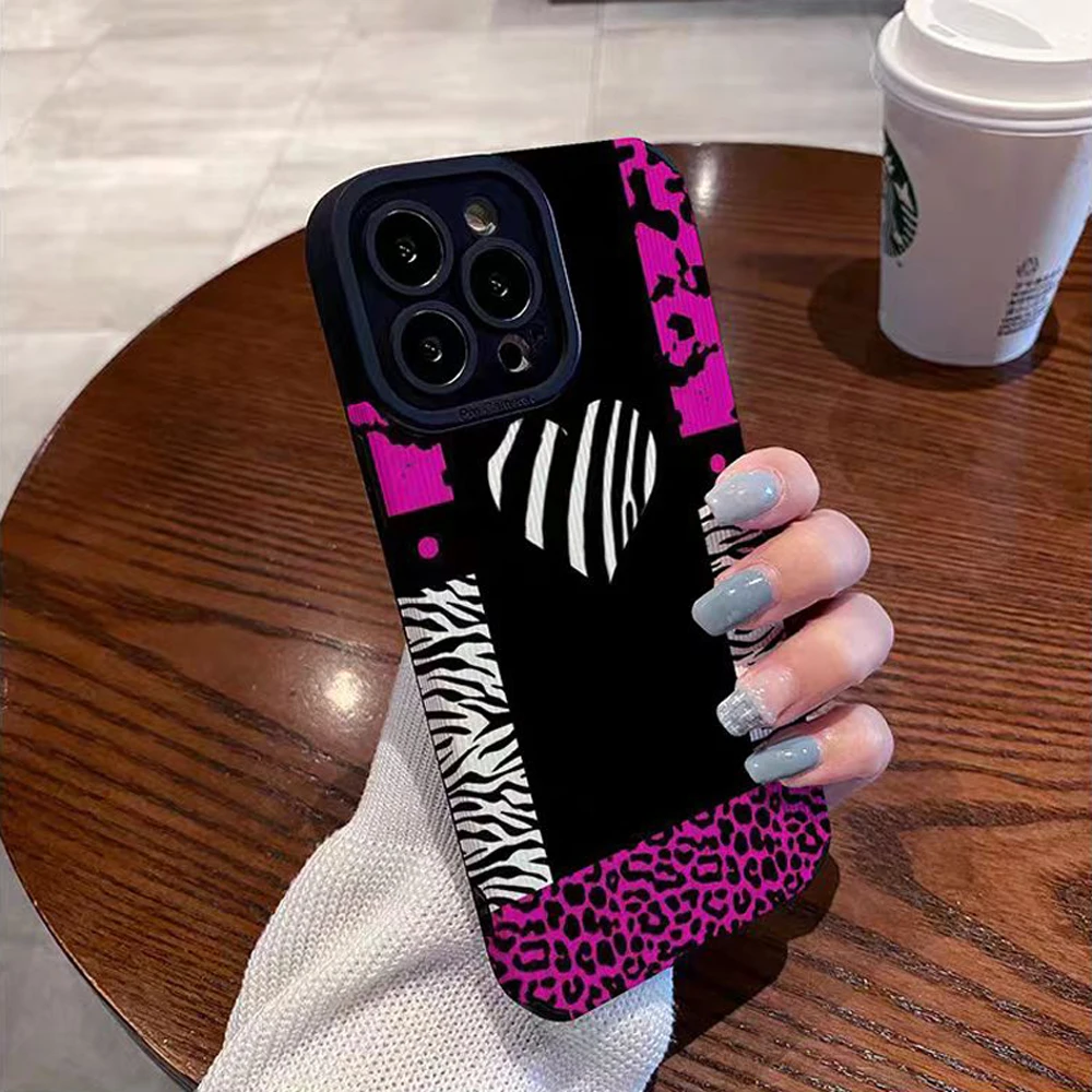 Funda de cuero de silicona con estampado de leopardo para iPhone, carcasa completa a prueba de golpes para modelos 16, 13, 14, 15 Pro Max Plus, 11,