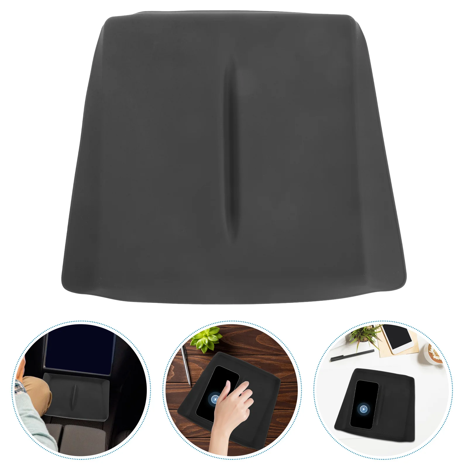 

Car Interior Cordless Charging Pad Anti-Skid Silicone Mat Central Control Anti-Slip Phone Dashboard Organizer