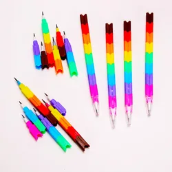 4Pcs/lot Building Blocks Kids Pencil Multifunctional Colorful Stacker Swap Non-sharpening Pencils Toys School Birthday Gift