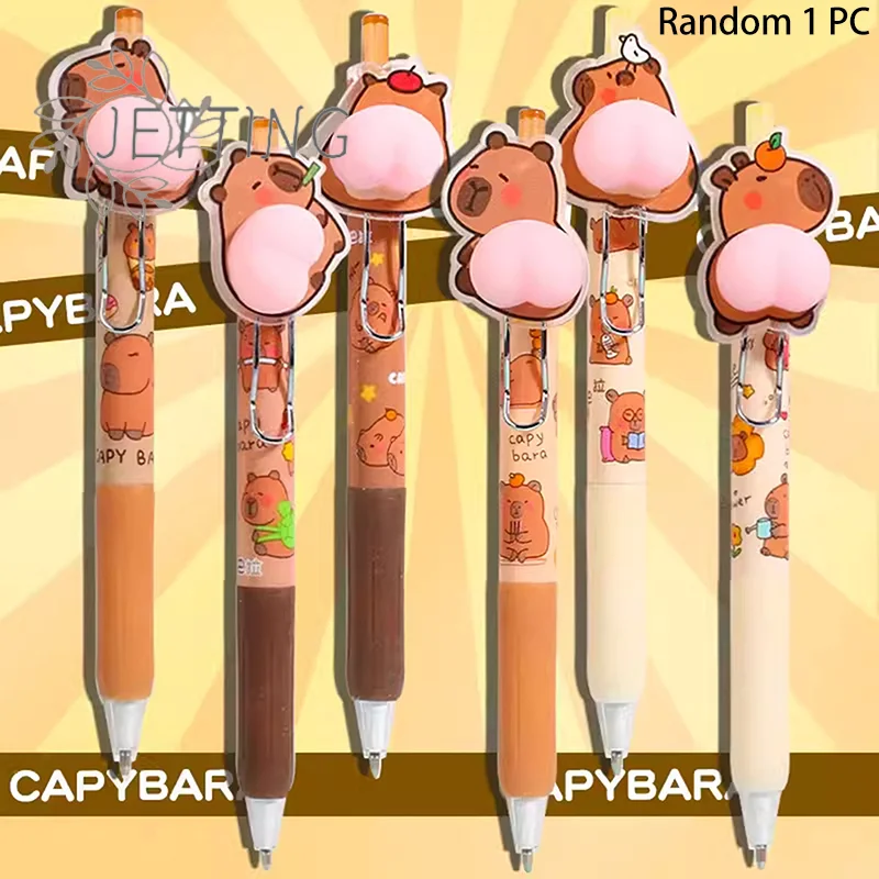 

(SMTGDP11) Забавная ручка-карандаш с капибарой, прикольная ручка для письма, быстросохнущая, гладкое письмо, кавайная ручка, эстетичные канцелярские принадлежности