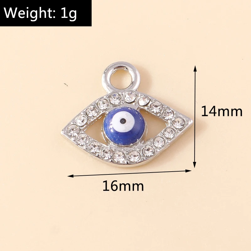 10 stücke Kristall Hamsa Hand bösen Blick Charms türkischen glücklichen blauen Auge Charm Anhänger Anschlüsse für Armband Ohrring Halskette Schmuck – Detail 17