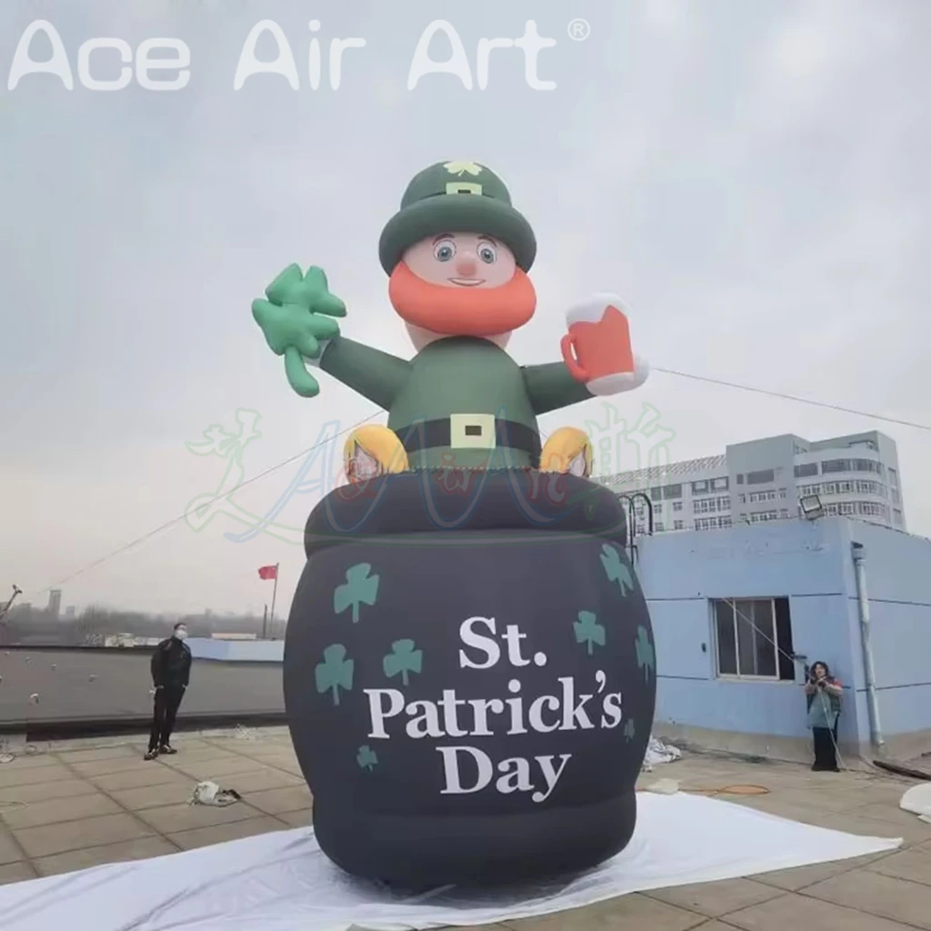 Mascota del Día de San Patricio, modelo de leprechaun inflable verde, decoración para eventos y fiestas al aire libre