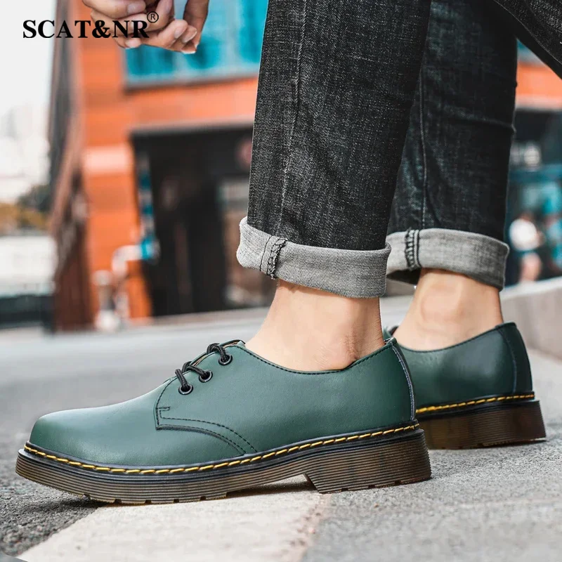 Nuevos zapatos de primavera con suela gruesa para hombre, suela de seguridad para exteriores, zapatos informales de cuero para trabajo y boda, zapatos Oxford con cordones