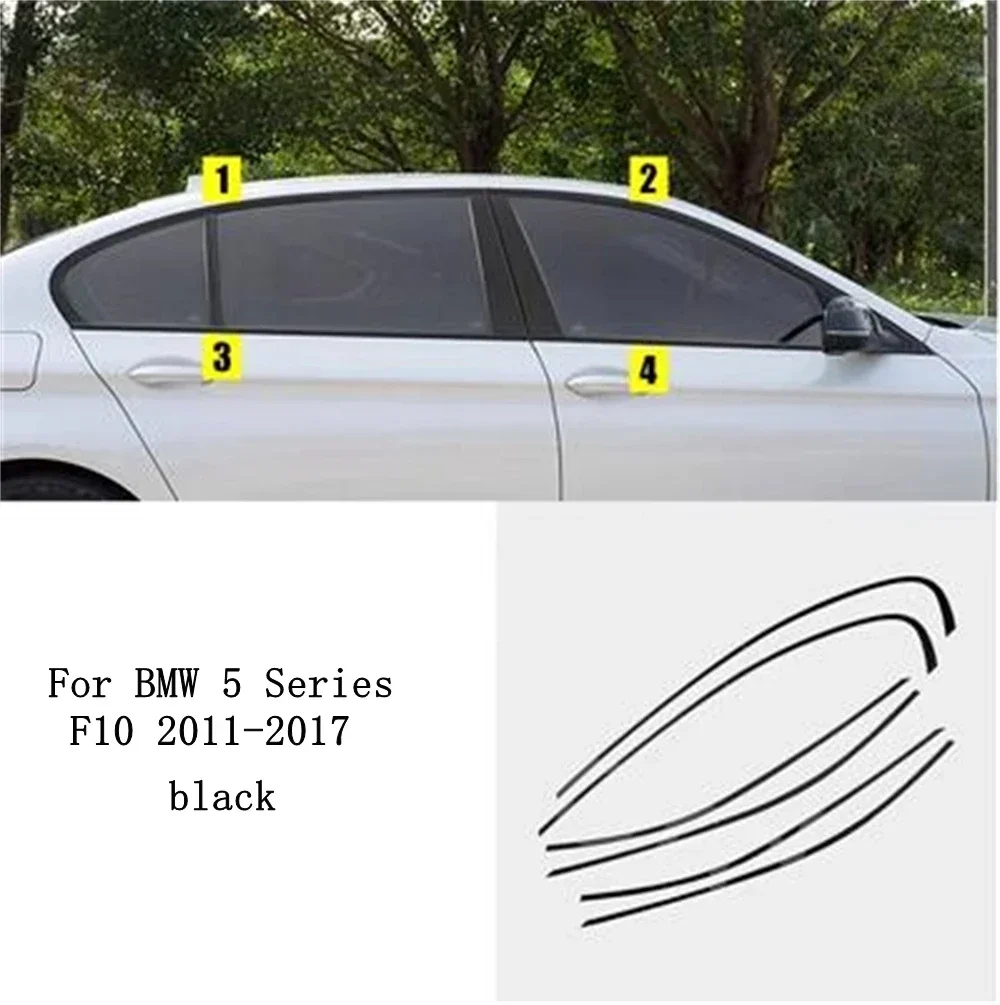For BMW 5 Series F10 2011 2012 2013 2014 2015 2016 2017 car styling Black Steel Window Molding Frame Strips Trim Cover
