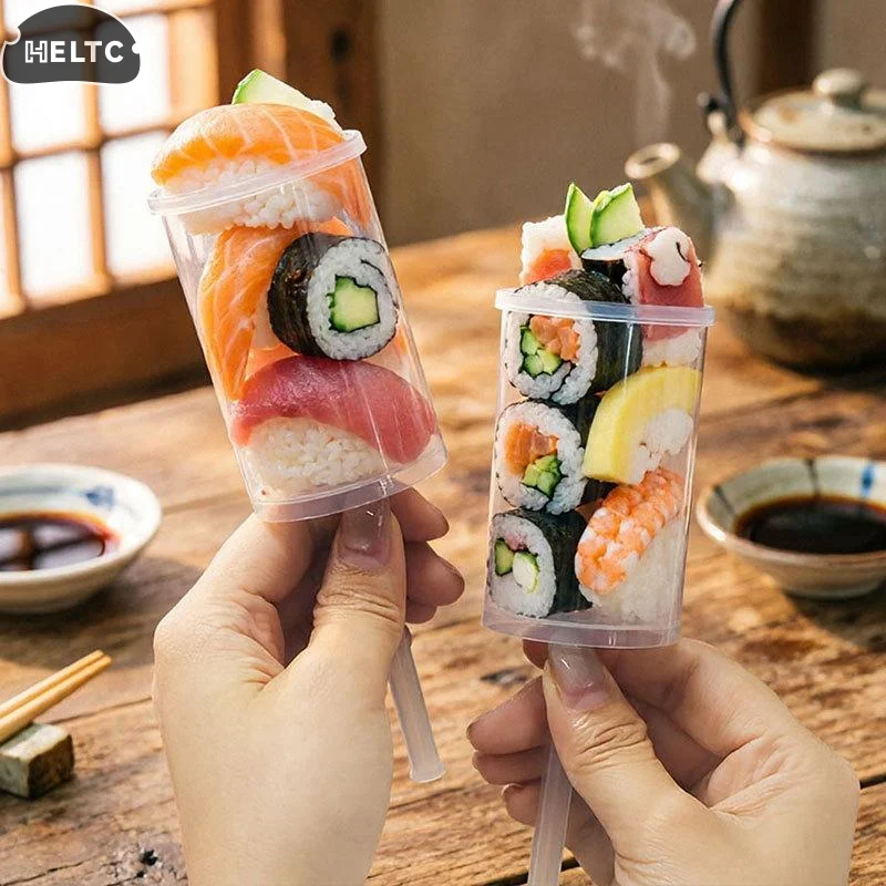 10/20Pcs Disposable Sushi Push Box Empty Food Grade Sushi Mold Push Up Bucket Package Box Cylinder Shaped Push Cake Pops Box