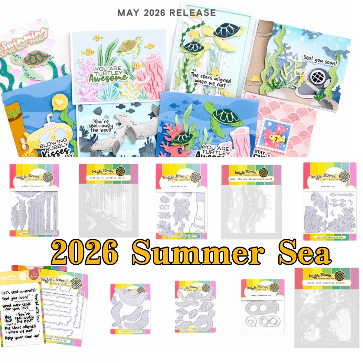 

MAY 2026 Release Summer Sea Collection Clear Stamps Metal Cutting Dies Stencil Hot Foil For DIY Scrapbook Craft Decoration Card