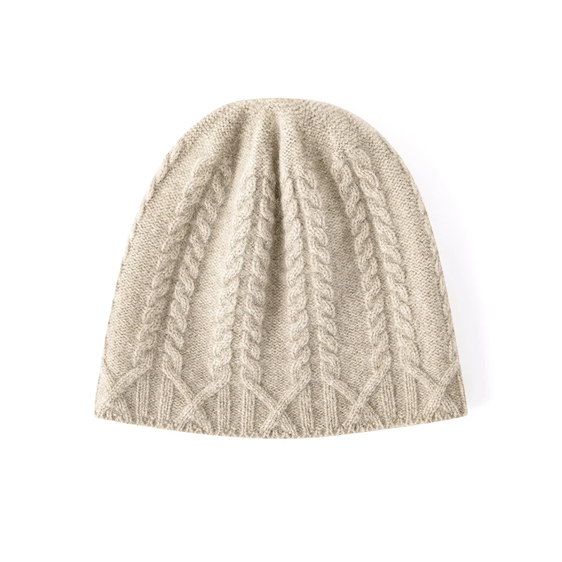 100% Australian pure cashmere hat, same style for men and women, warm, versatile, patterned, soft 2024 autumn and winter