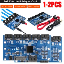 SATA Expansion Card 1 to 5 Port SATA3.0 Motherboard 6Gbps Riser Card Hub Adapter 1PC 2PCS
