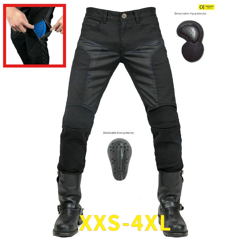 

Men's Motorcycle Jeans Summer Mesh Breathable Biker Pants Adjustable Knee Pads Anti-fall Racing Riding Trousers