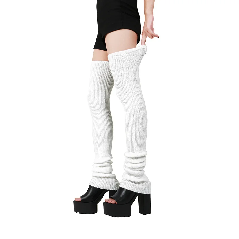 Calzini al ginocchio caldi medio-alti allungati Leggings Scaldamuscoli lavorati a maglia JK Multicolor Lolita Donna sopra il ginocchio Calzini lunghi invernali per la casa