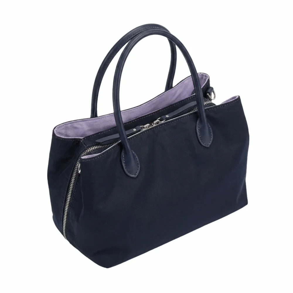 

Elegant Nylon Commuting Tote Bag Patchwork Shoulder Strap Multiple Compartments Handbag Minimalist Large Capacity