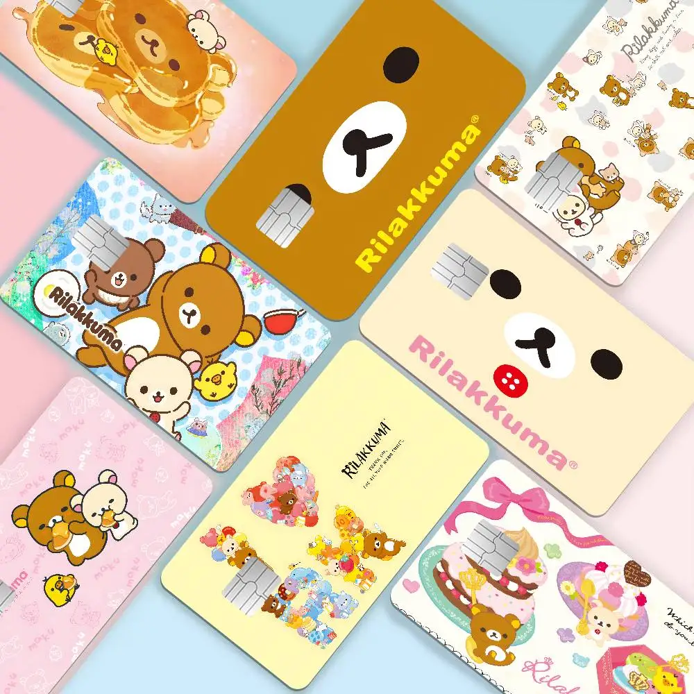 Popular Cute R-Rilakkumas Bear Game Film Cover Sticker Case for Small Chip Credit Debit Card Front Side