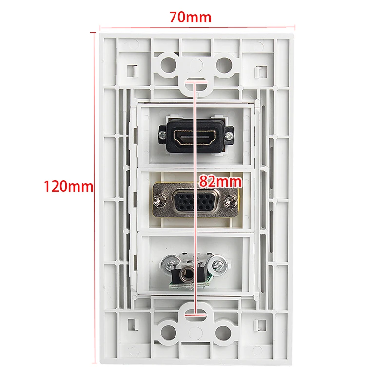 Standard US Wall Faceplate HDMI2.0 VGA PC Pass Through Plug With Audio Sound 3.5mm Jack Socket Face Panel In White