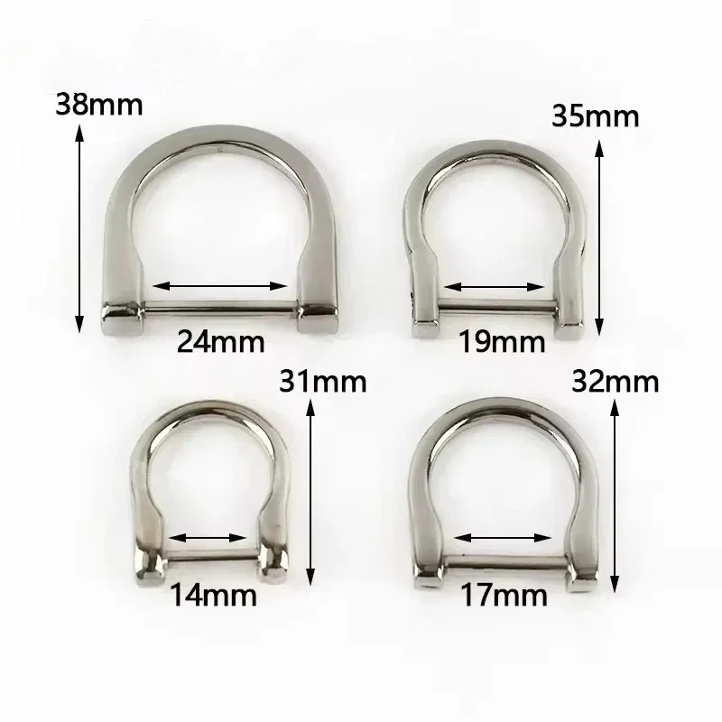 5/10Pcs 14/17/19/25mm Metal D Ring Buckles Detachable Screw Adjuster Clasp for Bag Strap Hanger