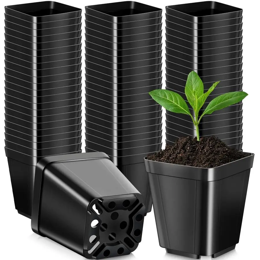 

Набор из 500 квадратных горшков для рассады 2 дюйма, маленькие пластиковые горшки для саженцев с дренажными отверстиями, мини-кашпо для сада и улицы