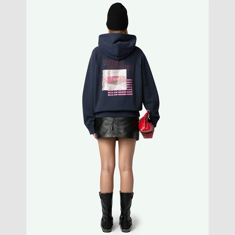 Damska bluza z kapturem z polaru, zdobiona cyrkoniami, ciepła, z długim rękawem, wygodna odzież uliczna na jesień/zimę dla nastolatek, prezent na Boże Narodzenie/urodziny dla niej