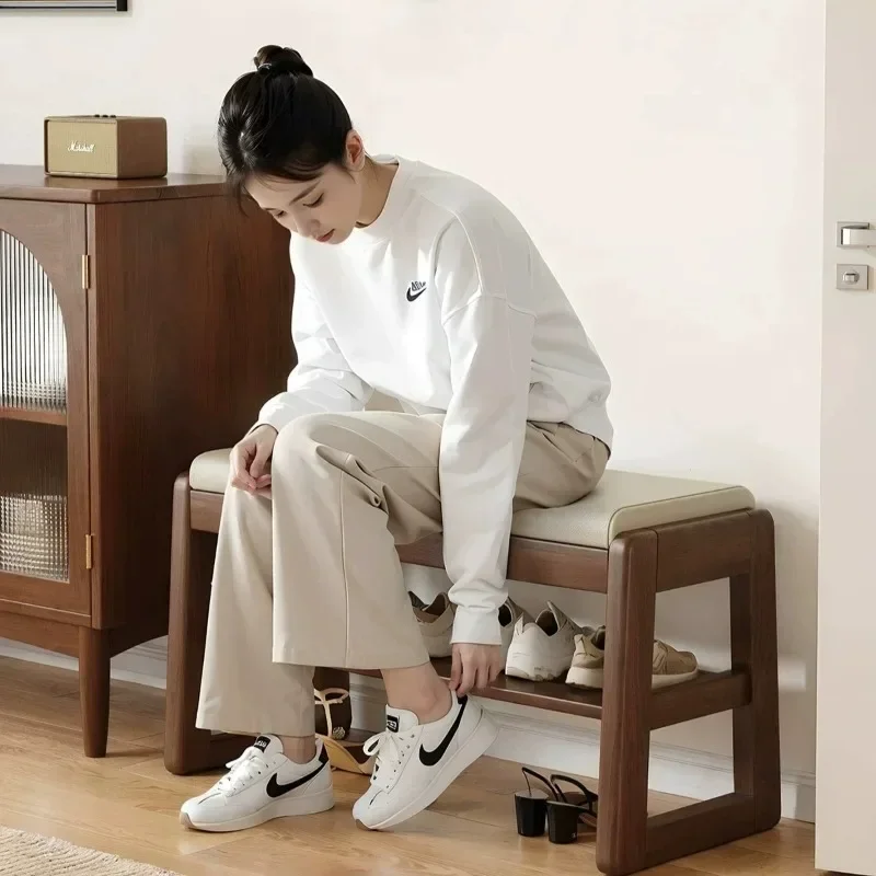 New Wooden Stools Shoe Changing Stool Storage Ottoman Bench Long Chair Rack Bench Ottomans Storage Box Entrance Hall Furnit