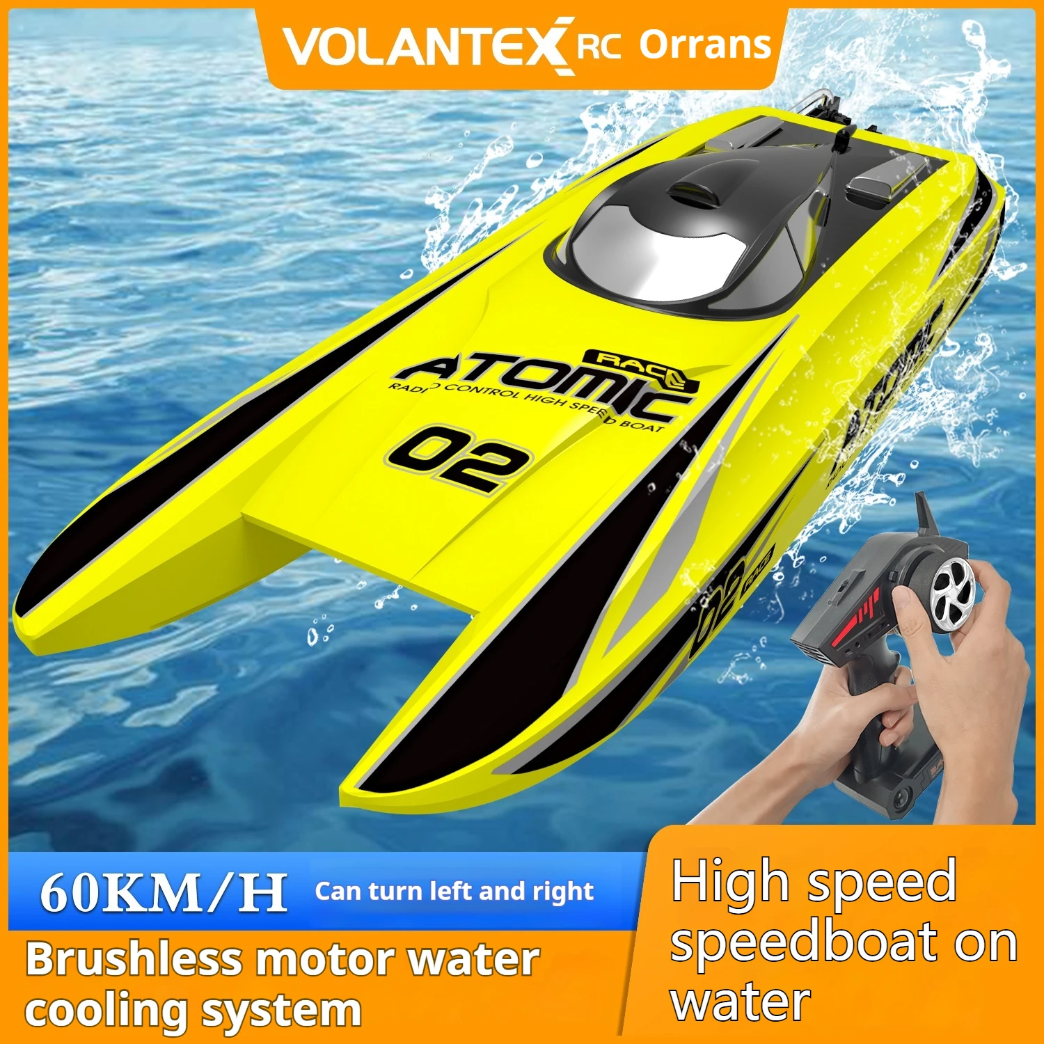 2024New 2.4GWireless Remote Control Boat High-Speed Water Remote Control Boat Brushless Water-Cooled Electric Toy Boat Speedboat