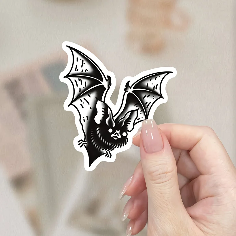 Halloween Gothic Bat Sticker Retro Tattoo Art Waterproof Decals for Cups, Notebooks, and Vehicles