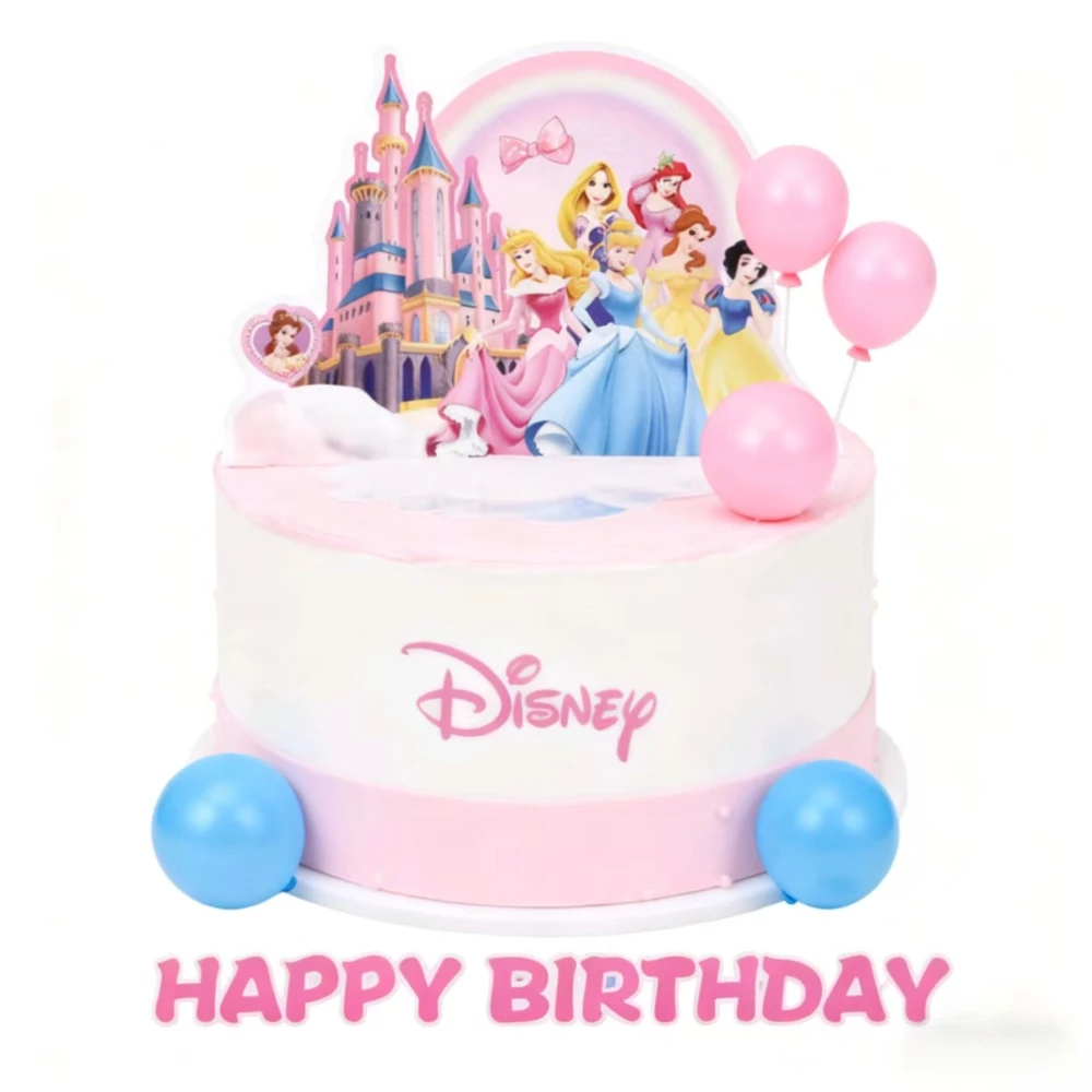 25 Pcs Disney Princess Party Decor Cake Toppers Girls Favors Princess Cinderella Ariel Theme for Girls Birthday Cupcake Toppers