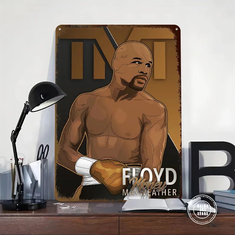 Floyd Money May Weather Jr Personalized 3D Textured Metal Poster Wall Art Tinplate Sign for Bedroom Decoration Gaming Home Decor