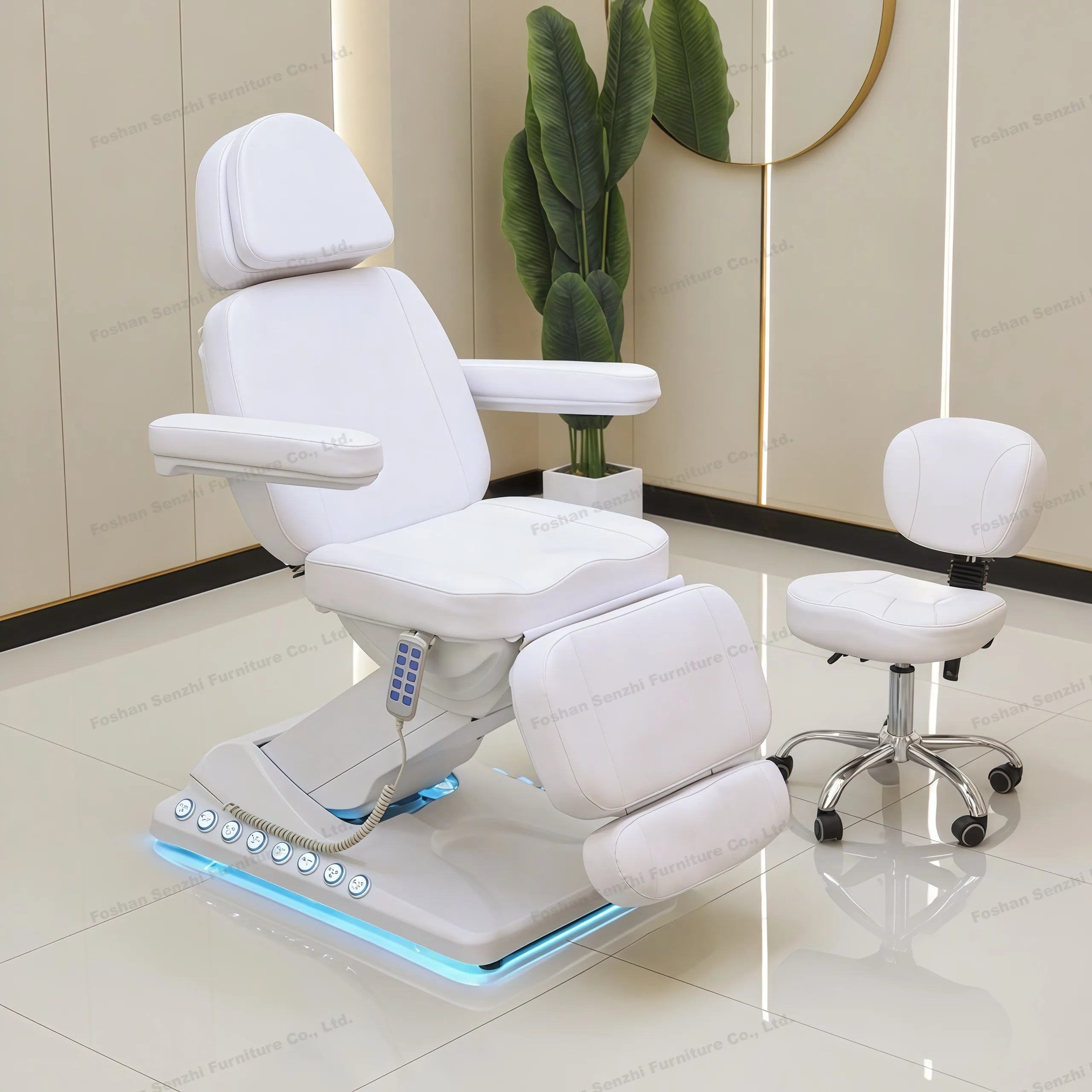 

Modern White Motors Electric Facial Bed Spa Massage Beauty Bed with LED Light Lash Bed