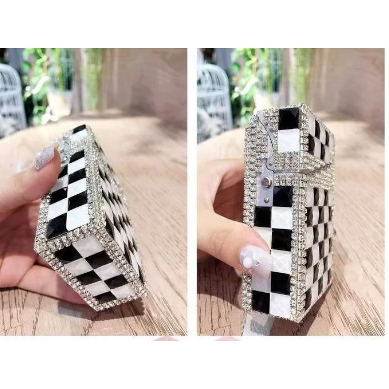 

Rhinestone-Encrusted Metal Cigarette Case | Handmade Bling Sticky Rhinestones Holder for Women