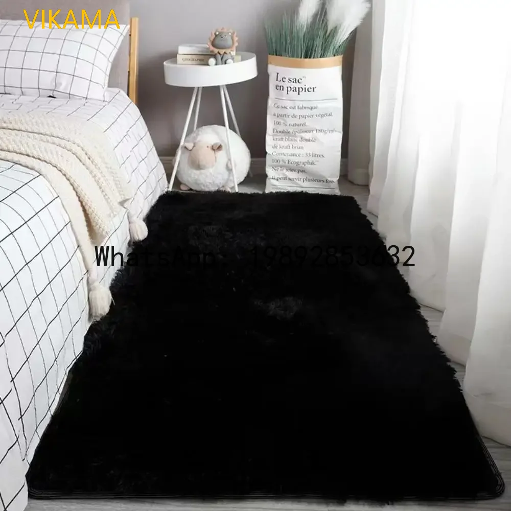 LYY Silk wool Solid Colour Living Room Bedroom Bedside Sofa Soft Mat Home Light Luxury Non-slip Dirty Resistant Washable Rug