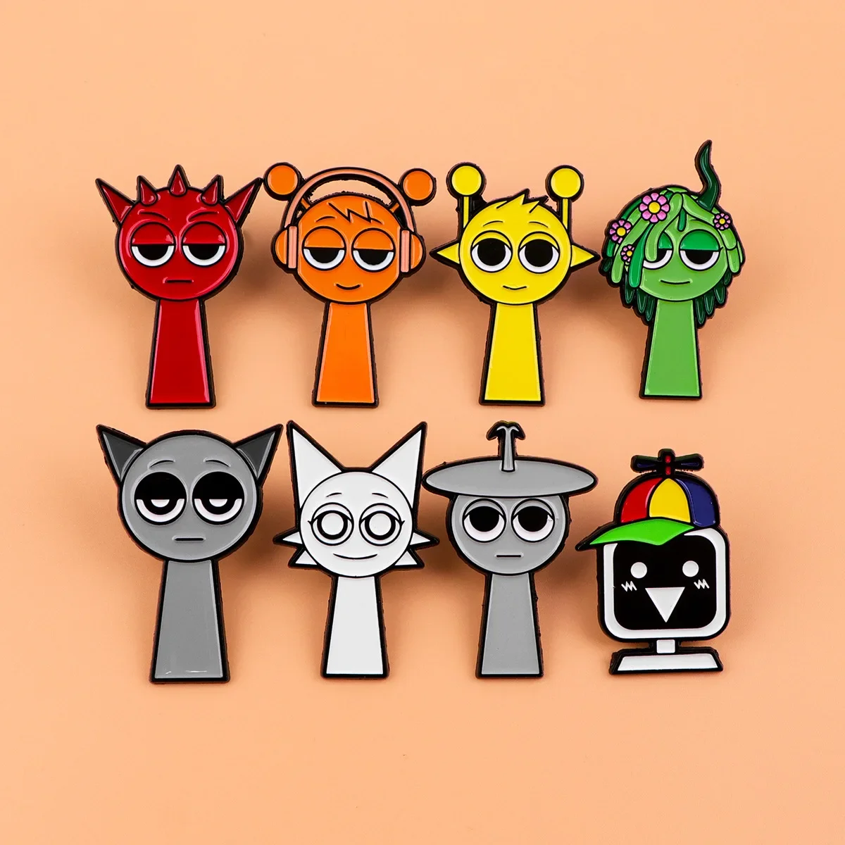 

8PCS Game Sprunki Brooch Cartoon Sprunki Oren Raddy Gray Brud Vineria Lapel Pin For Men Women Fans Gifts Accessories Jewelry