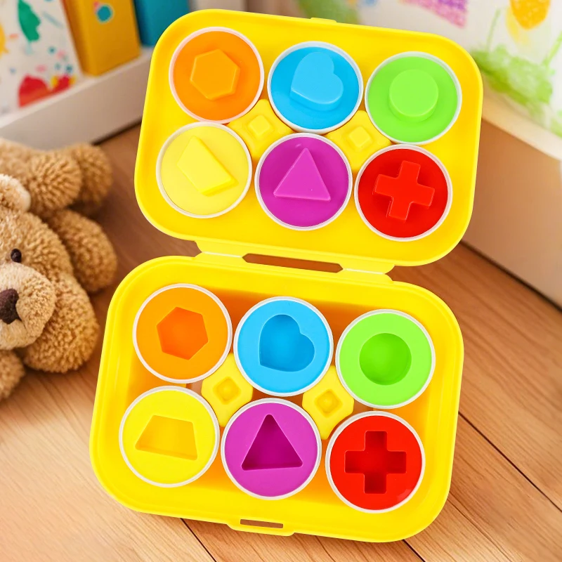 6Pcs Baby Anerkennung Ei Spielzeug Kind Lernen Farbe Form Passenden Montessori Frühen Bildungs Lernen Spielzeug Vorschule Lehre