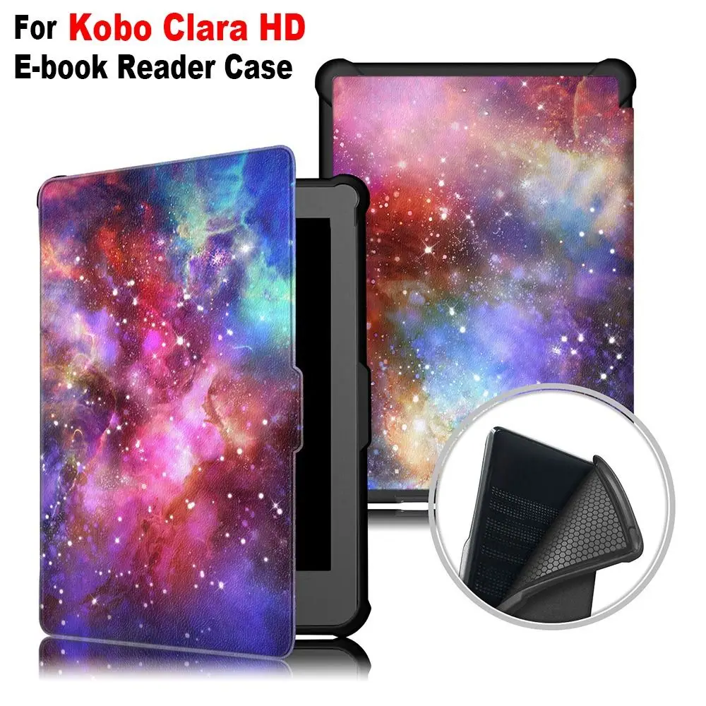 Auto Sleep/Wake 6 inch e-Reader Case Shockproof PU Leather Smart Folio Cover Ultra Slim Soft for KoBo Clara HD 2018