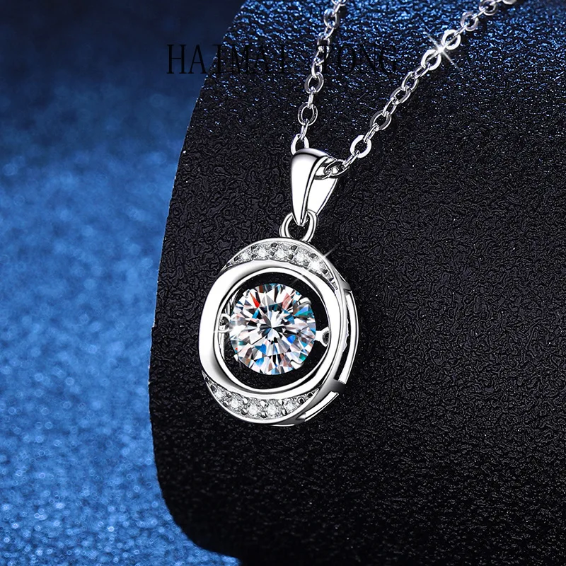 

HAIMAITONG PT950 Платина, ожерелье, женский кулон с муассанитом, умный кулон в форме сердца, женское 1-каратное ожерелье с муассанитом