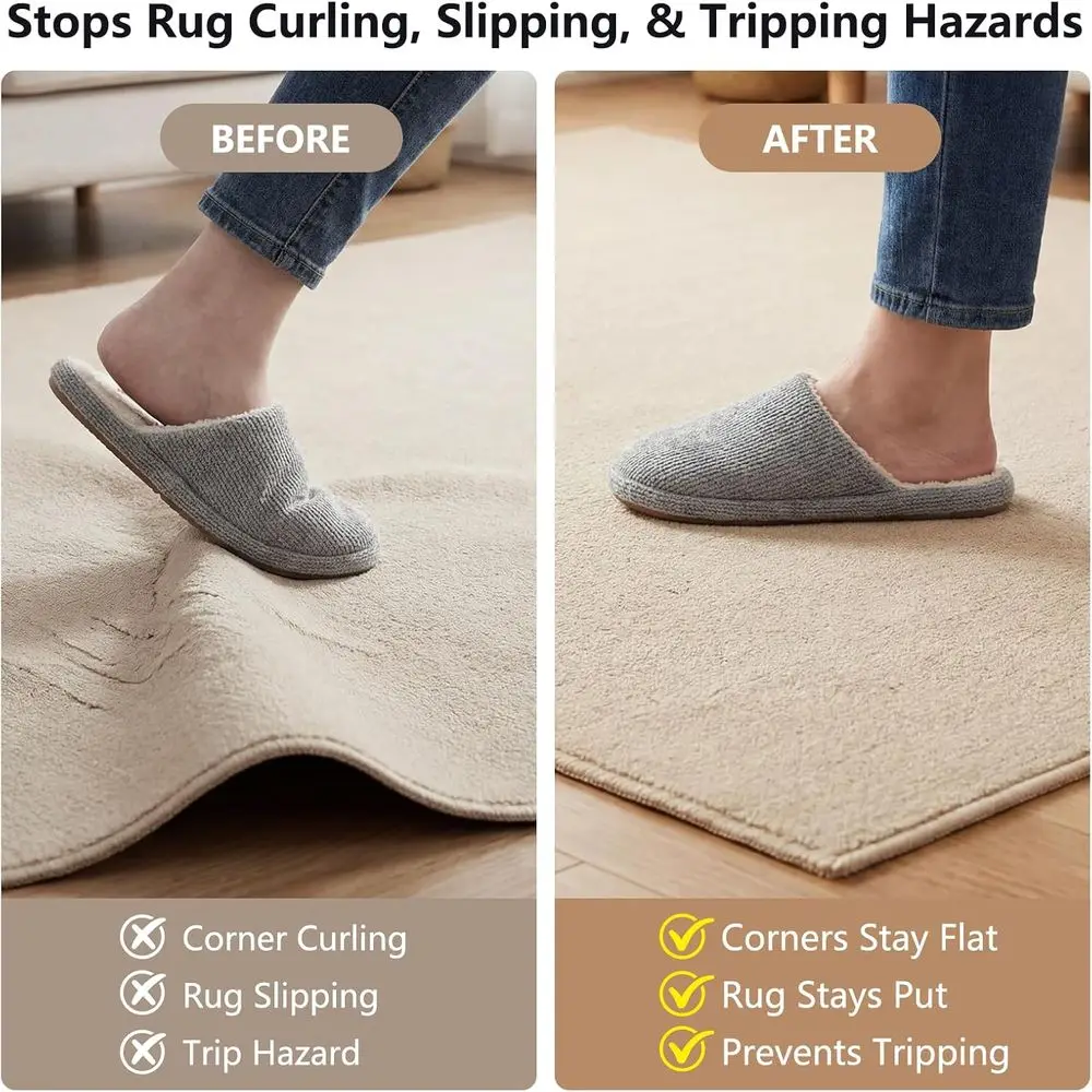 16PCS Rug Pad Grippers, Non Slip Carpet Stickers for Area Rugs, Hardwood, Wood, Tile Floors, Reusable, Washable Carpet Stickers