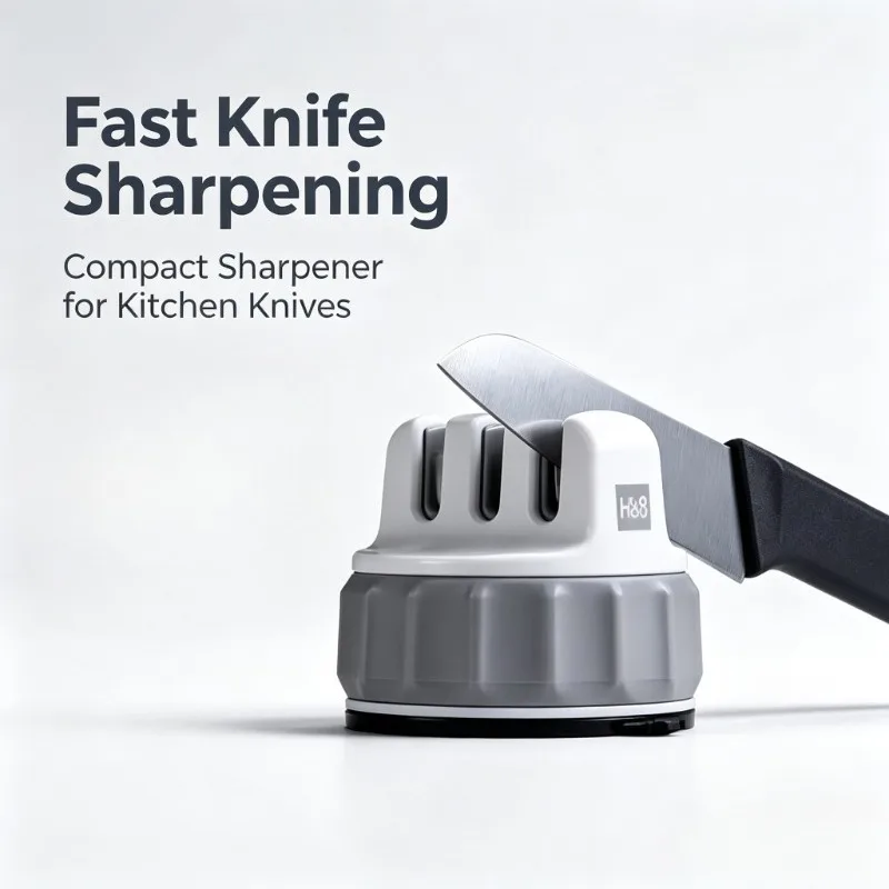 Huohou Mini Knife Sharpener One-handed Sharpening Super Suction Kitchen Sharpener Tool Sharpening Stone for Home