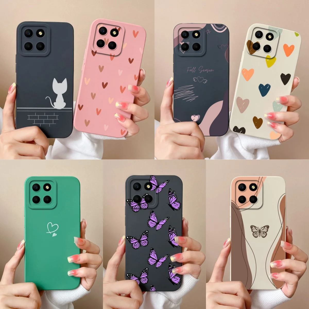 For Huawei Honor X6 X6S X6A Phone Case Butterfly Heart Liquid Silicone Camera Protection Back Cover For Honor X 6 X6 S A Funda