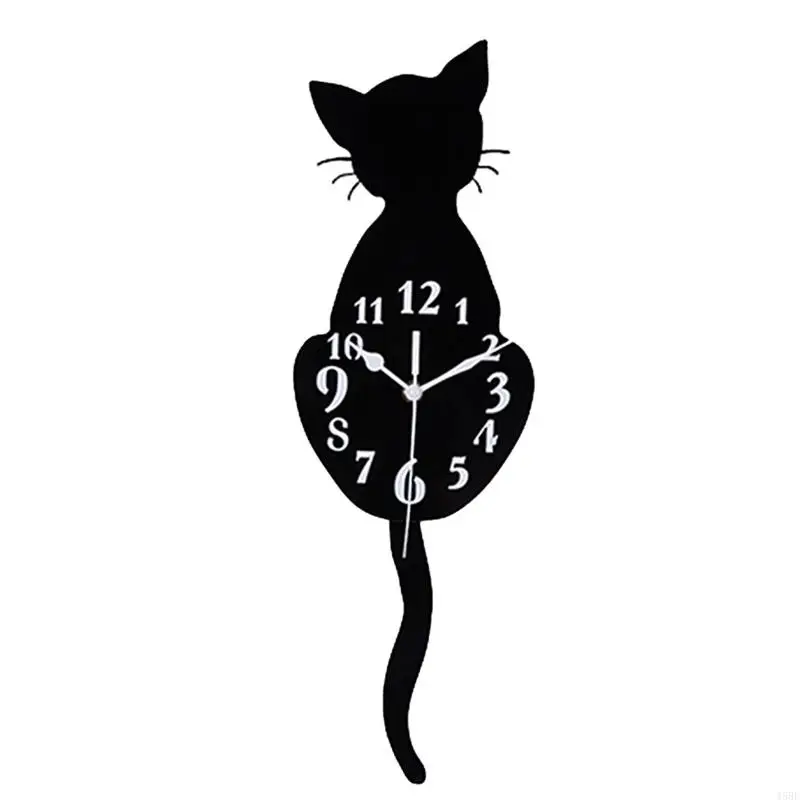 45BE para criativo para o relógio parede gato WAG Tail acrílico decorativo sem ticking para a cozinha sala estar no do