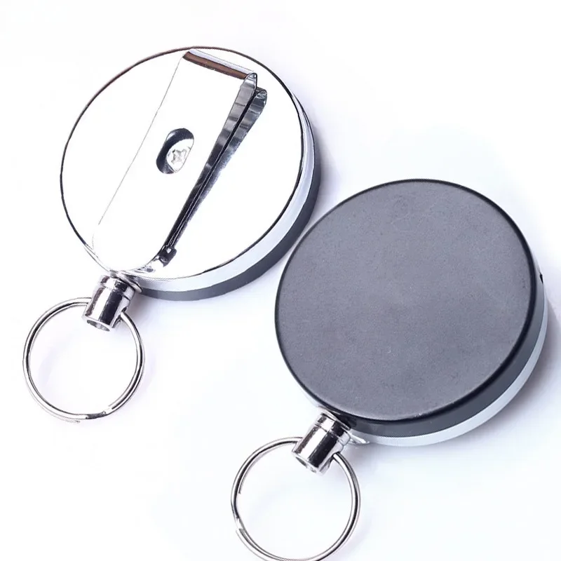 

5cm Diameter Half Metal Badge Reel Retractable Keychain Anti-lost Pass Work Card Clips Badge Reels Easy To Pull Badge Reels