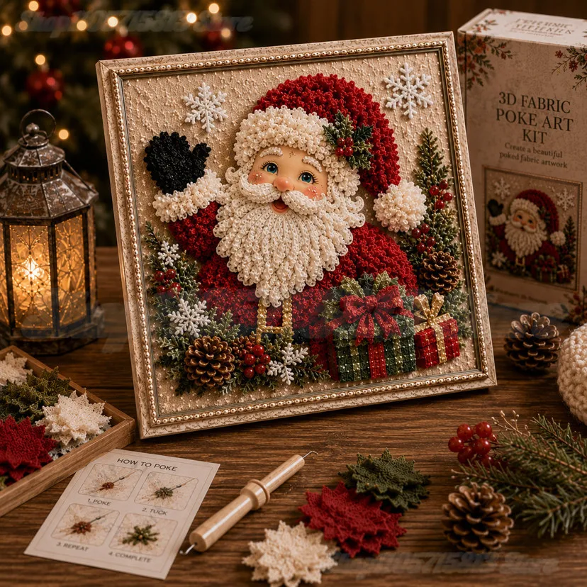 3D Christmas Fabric Poke Art Kit, DIY Christmas Craft Kit for Adults & Beginner, Handmade Fabric Poke Art Kit,Holiday Home Decor