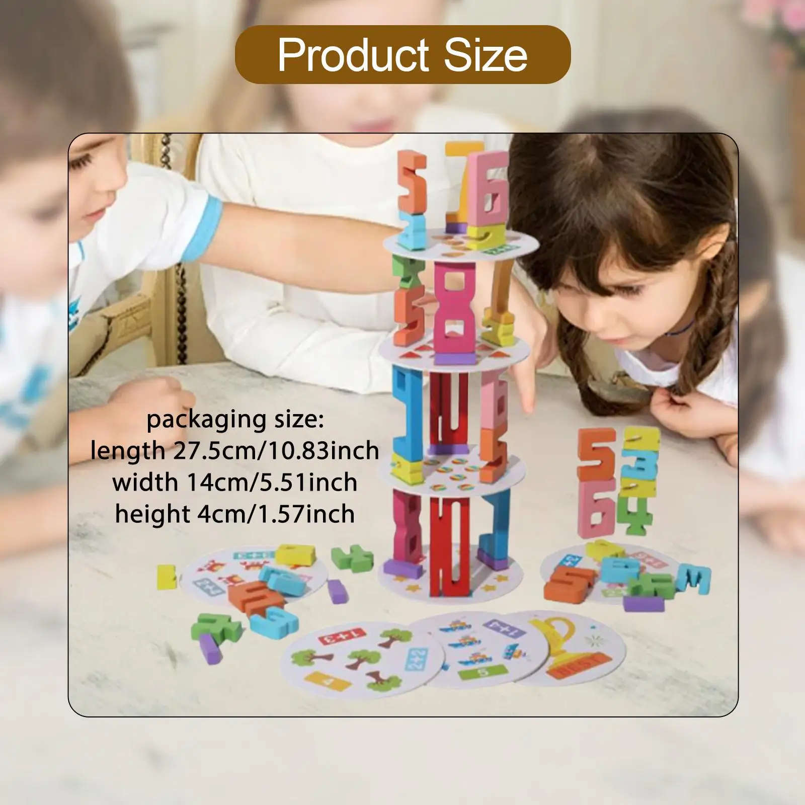 Wooden Building Blocks Math Learning Toy Numbers Colors Learning for Kids Stacking Game for Girls Party Supplies