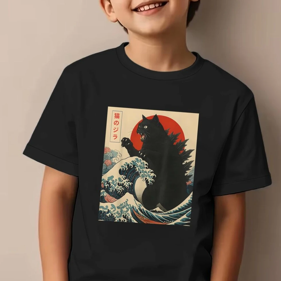 Funny Cat Gifts for Kids Girls Boys Cotton T Shirt O-neck Tops Tees Kids Clothing Children's Summer Top Harajuku Fashion Tshirts