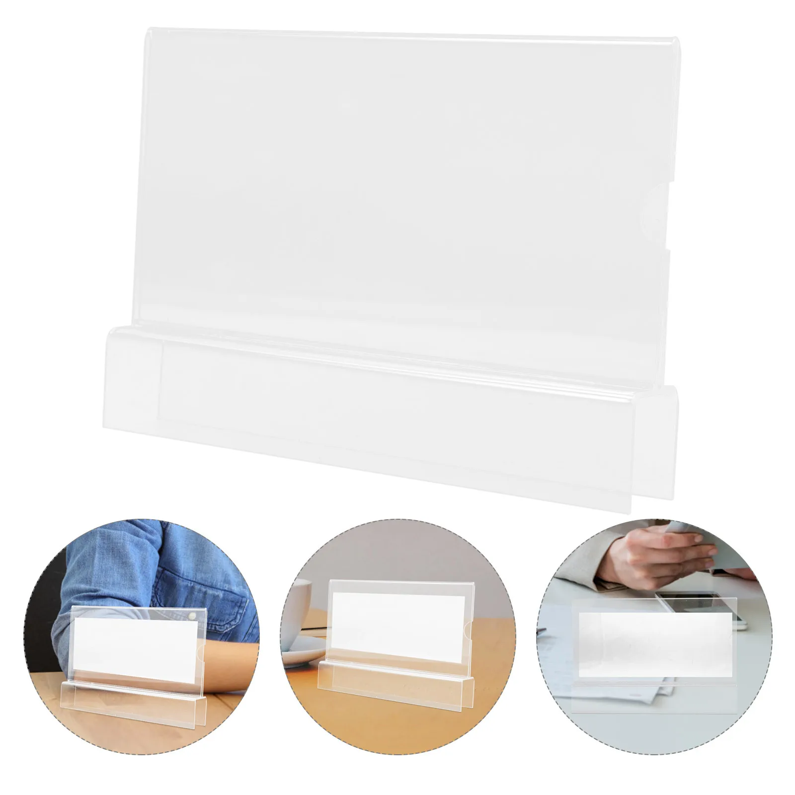 

1pc Acrylic Name Card Holder Clear Desk Stand For Office Workspace Replaceable Card Rack Sturdy Name Tag Display Holder Office